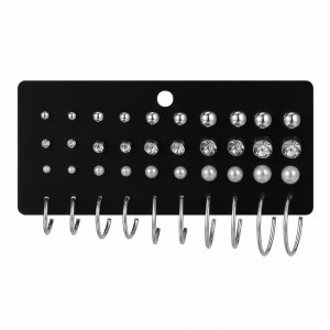 ชุดต่างหูทรงกลมประดับคริสตัล 40 ชิ้น / ชุด