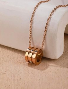 สร้อยคอ แฟชั่น สแตนเลส ตกแต่ง พลอยเทียม จี้ห้อย แหวน สำหรับ ผู้หญิง