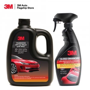 3M แชมพูล้างรถ ผสมแว็กซ์ + 3M สเปรย์เคลือบเงาสีรถ สูตรเสริมความเงา