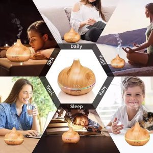 เครื่องพ่นไอน้ำ Aroma Diffuser เครื่องฟอกอากาศ เครื่องพ่น เครื่องเพิ่มความชื้นในอากาศ ปรับอากาศให้สดชื่น ตั้งเวลาได้ LED Humidifier Home Office 550ml