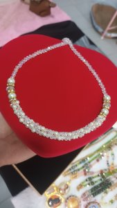 (สั่งทำ/จอง) สร้อยเกลียว มุกผสมคริตตัล แบบครึ่งคอ 0824917334