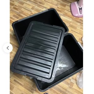 กล่องพลาสติกมีล้อ 100 ลิตร (no.245) สีดำ ฝาล็อคได้ กล่องเก็บของขนาดใหญ่ plastic box กล่องใหญ่สีดำ