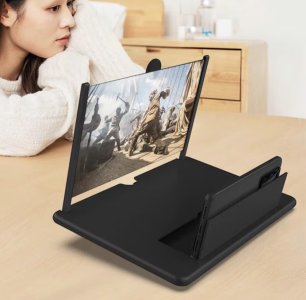 12 นิ้ว 3D Blu-ray ความละเอียดสูงโทรศัพท์มือถือแว่นขยายหน้าจอ HD Video Amplifier พับโทรศัพท์ขยายขาตั้งหน้าจอ